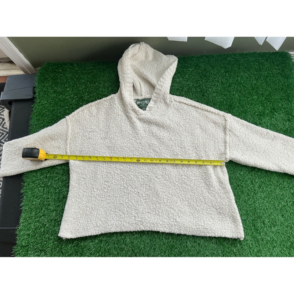 American Eagle Cream Chunky Knit Oversized Hoodie Sweater Medium M